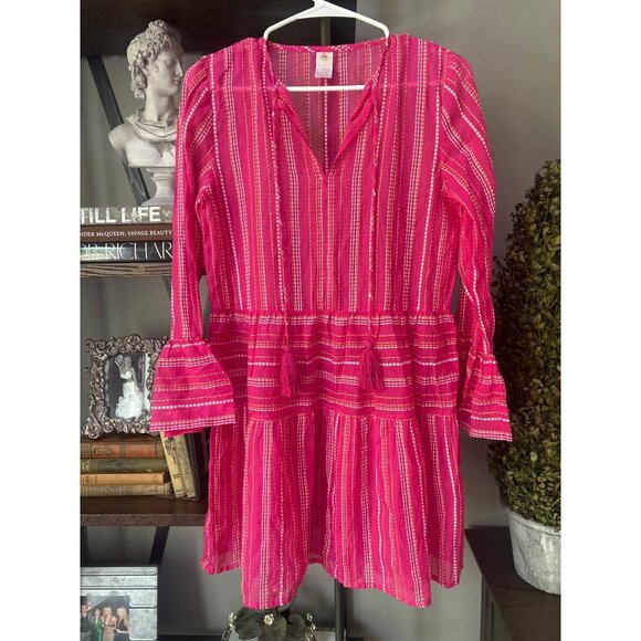 PQ Swim Morgan Stripe Short Cover-Up Dress Pink Womens Size XS/S - Picture 5 of 9
